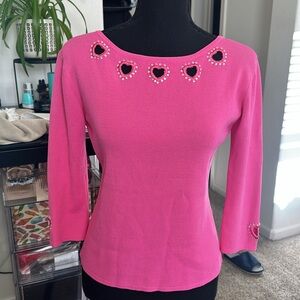 Vintage Rhinestone Heart Cutout Top